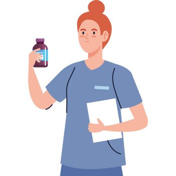 female doctor with bottle drug png
