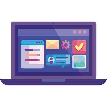 laptop with social media png