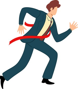 businessman crossing finish line ribbon png