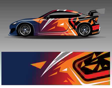 Car wrap design vector. Graphic abstract stripe racing background kit designs for wrap vehicle  race car  rally  adventure and livery vector
