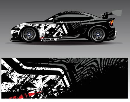 Car wrap design vector. Graphic abstract stripe racing background kit designs for wrap vehicle  race car  rally  adventure and livery vector
