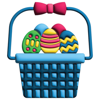 3D rendering  basket in easter set png