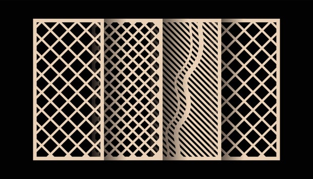 Vector set with abstract geometric shape, Laser cut patterns, CNC Design
