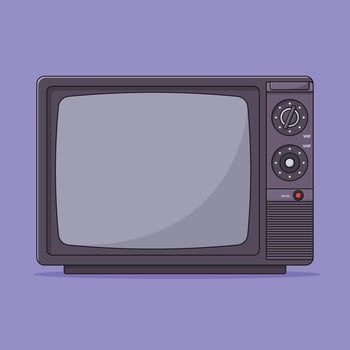 Retro TV Vector Icon Illustration with Outline for Design Element, Clip Art, Web, Landing page, Sticker, Banner. Flat Cartoon Style