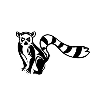 Lemur graphic icon. Lemur color sign and black white isolated on white background. Lemur illustration. vector