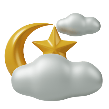 Moon and cloud 3d icon illustration png
