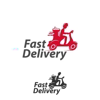 Motorbike Delivery Man Logo. Icon Symbol Vector Template.
