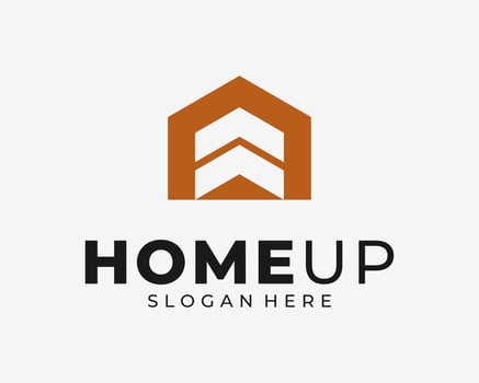 Home House Building Apartment Upward Arrow Up Increase Success Simple Minimalist Vector Logo Design
