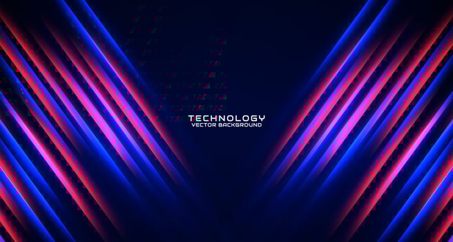 3D red blue techno abstract background overlap layer on dark space with glowing effect decoration. Style concept cut out. Graphic design element for banner flyer, card, brochure cover, or landing page vector