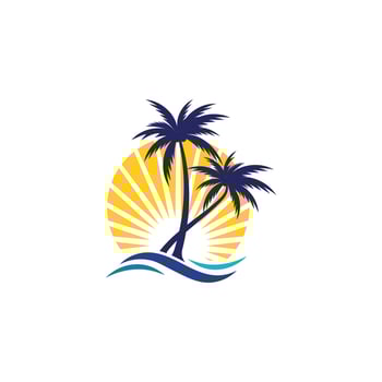 Palm tree summer logo template vector