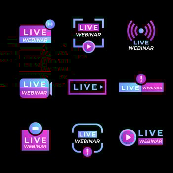 Generic Live Webinar Icon Badges Collection vector