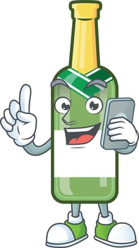 Champagne green bottle cartoon vector