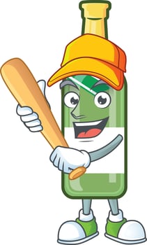 Champagne green bottle cartoon vector