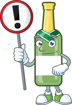 Champagne green bottle cartoon vector