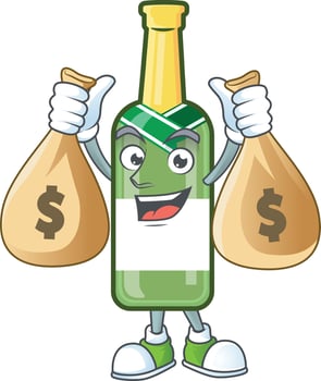 Champagne green bottle cartoon vector