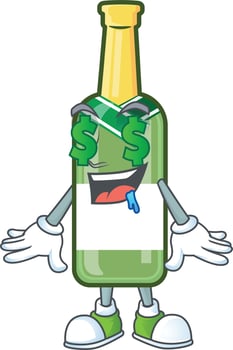 Champagne green bottle cartoon vector