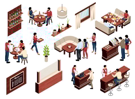 Isometric Restaurant Set vector