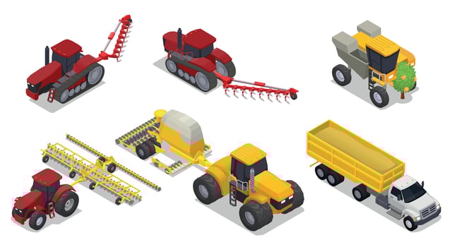 Isometric Agricultural Machinery Set vector