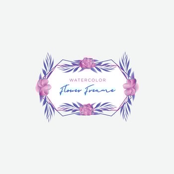 Watercolor flower frame template vector