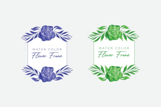 Watercolor flower frame template vector