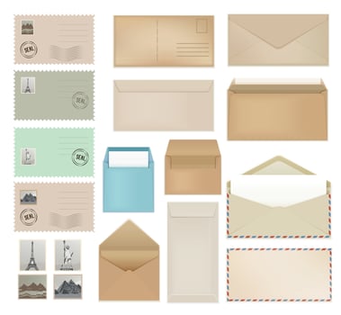 Envelope Stamps Realistic Set vector