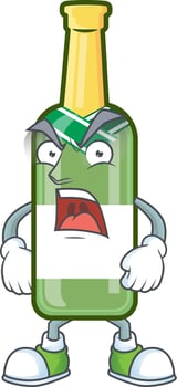 Champagne green bottle cartoon vector