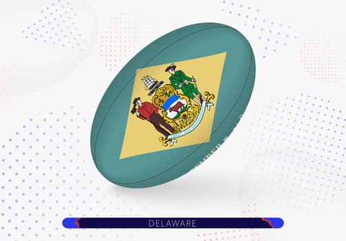 Rugby ball with the flag of Delaware on it. Equipment for rugby team of Delaware. vector