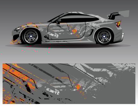 Car wrap design vector. Graphic abstract stripe racing background kit designs for wrap vehicle  race car  rally  adventure and livery vector