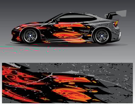 Car wrap design vector. Graphic abstract stripe racing background kit designs for wrap vehicle  race car  rally  adventure and livery vector
