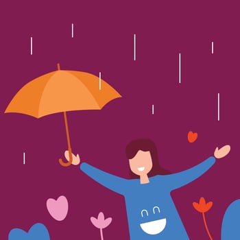 People On Rainy Day Flat Design Character Illustration vector