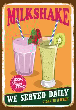 Milkshake poster vector illustration in retro vintage style, perfect for wall decor design