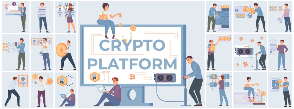 Crypto Platform Composition Set vector