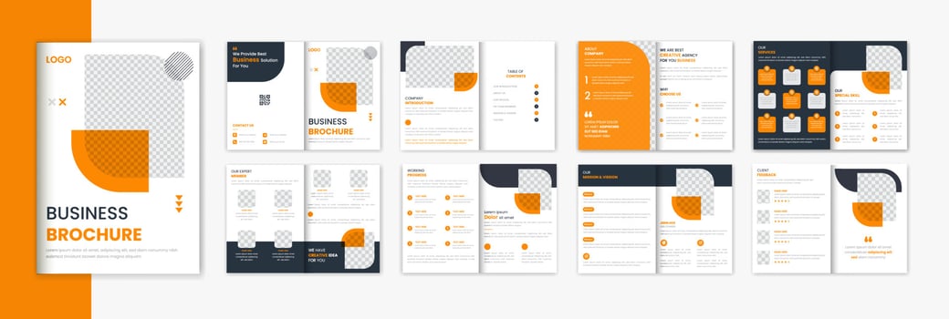 Corporate 16 page brochure design, Business A4 portfolio, annual design vector