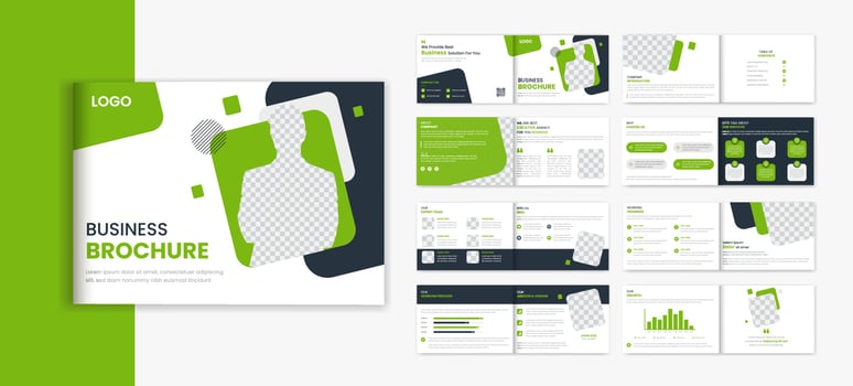 BrocCorporate Landscape brochure design, 16 page brochure, annual report, portfolio design vector