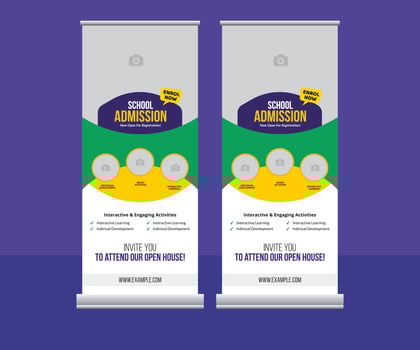 back to school admission study college education kids promotion banner rollup dl flyer rack template, roll up banner, brochure, flyer, banner design, industrial, company, template vector