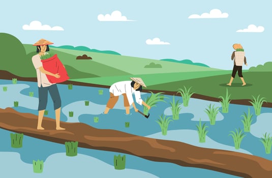 Asian Farmers Illustration vector