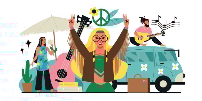 Hippie Flat Composition vector