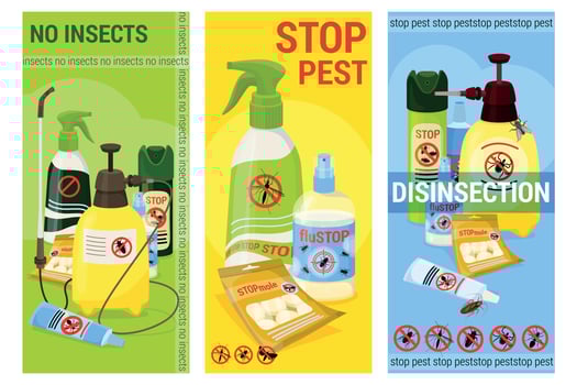 Harmful Insects Cartoon Vertical Banner Set vector