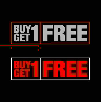 Buy 1 get 1 free typography unit. Get 1 free icon. vector