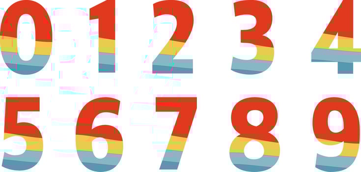 wave curve numerals. Creative numeral. Geometric design. colorful icon number one two three four five six seven eight nine zero vector