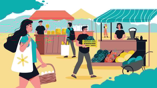 Farmers Marketplace Flat Illustration vector
