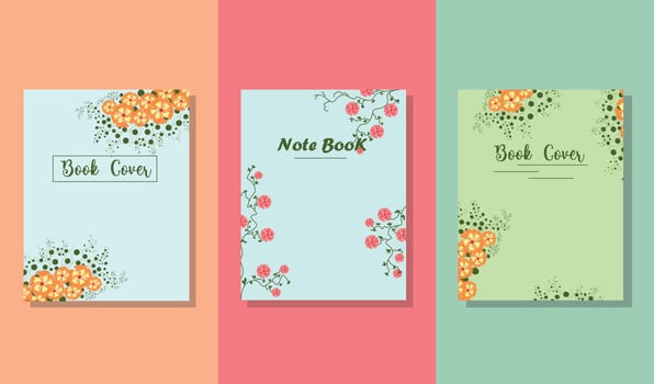 Nature book cover templates with flowers vector