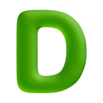 Alphabet letter d green 3d render png