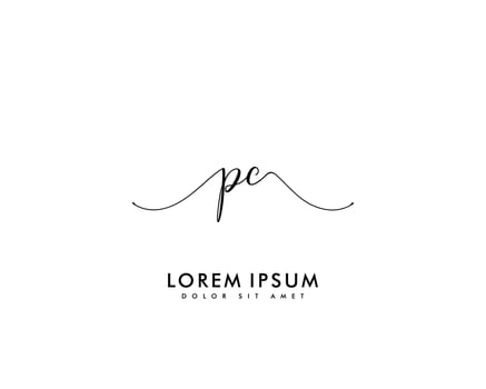 Initial letter PC Feminine logo beauty monogram and elegant logo design, handwriting logo of initial signature, wedding, fashion, floral and botanical with creative template vector