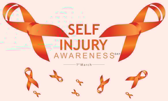 Vector illustration on the theme of Self Injury awareness day In honor of which occurs annually on March 1st.