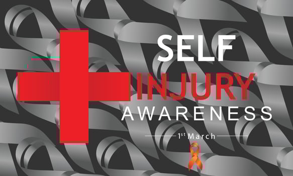 Vector illustration on the theme of Self Injury awareness day In honor of which occurs annually on March 1st.