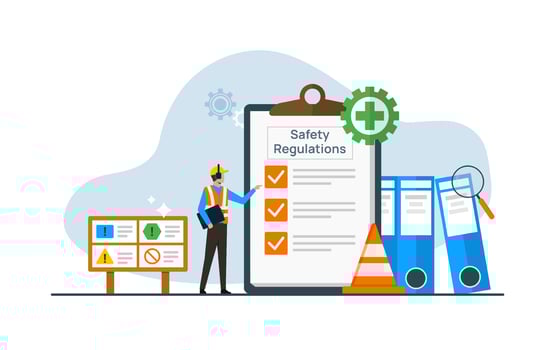 Occupational safety and health administration, Government public service protecting worker from health and safety hazards on the job, worker understanding rules and regulations vector