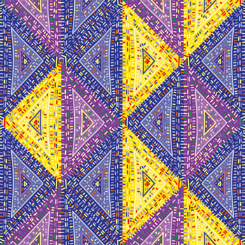 Freehand dash line mosaic seamless pattern. African embroidery ornament. Vintage boho tile. Abstract geometric ethnic wallpaper. vector