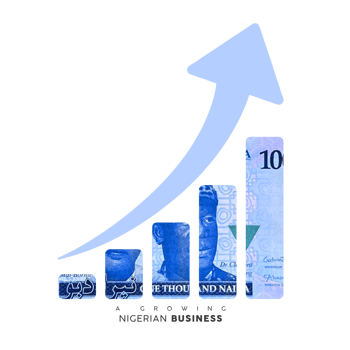 Growing business icon. clip masking of Nigerian naira note to in the shape of a business growth graph. Illustration png