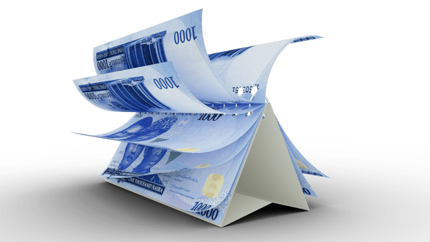 Calendar made of new Nigerian naira notes isolated on transparent background. Money calendar. spending concept. 3d rendering png